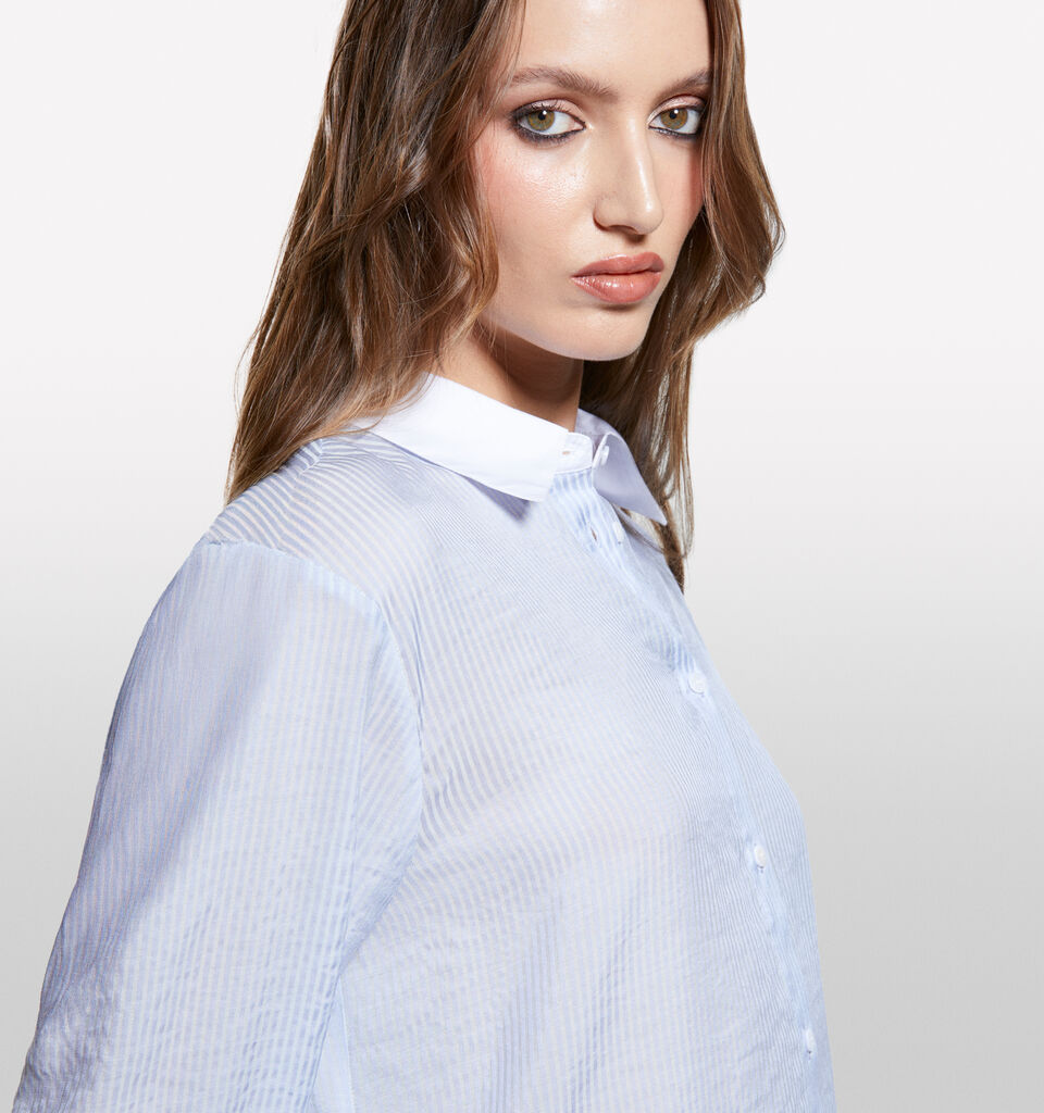 Light blue striped comfort fit shirt - women's shirts - Light Blue | Sisley image number 4